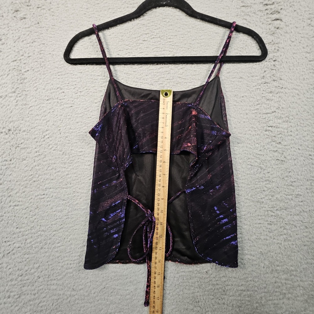 Vtg Vanity Cami Top Womens L Metallic Stripe Indie Sleaze Cyber Goth Y2K Disco - Picture 10 of 14